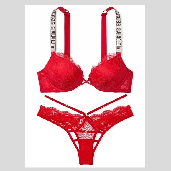 New! Victoria’s Secret Very Sexy Red Push Up Bra & Panty Set 10376 - Picture 1 of 10